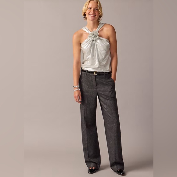 J.Crew Collection rosette halter top in silver lamé - Picture 5 of 11